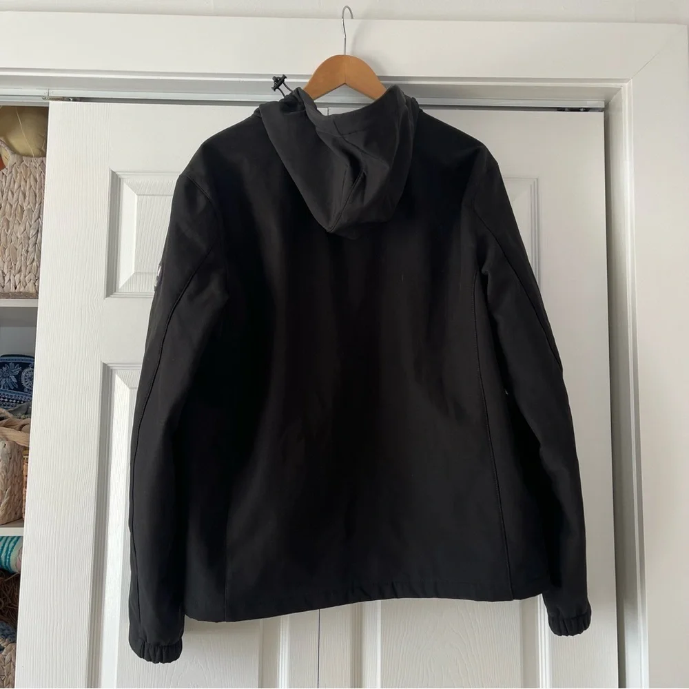 Sold xlist Nautica Mens Hooded Jacket Black Water & Wind Resistant Size Large - Picture 6 of 6